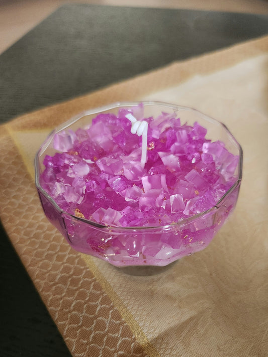 Geode in short glass candles