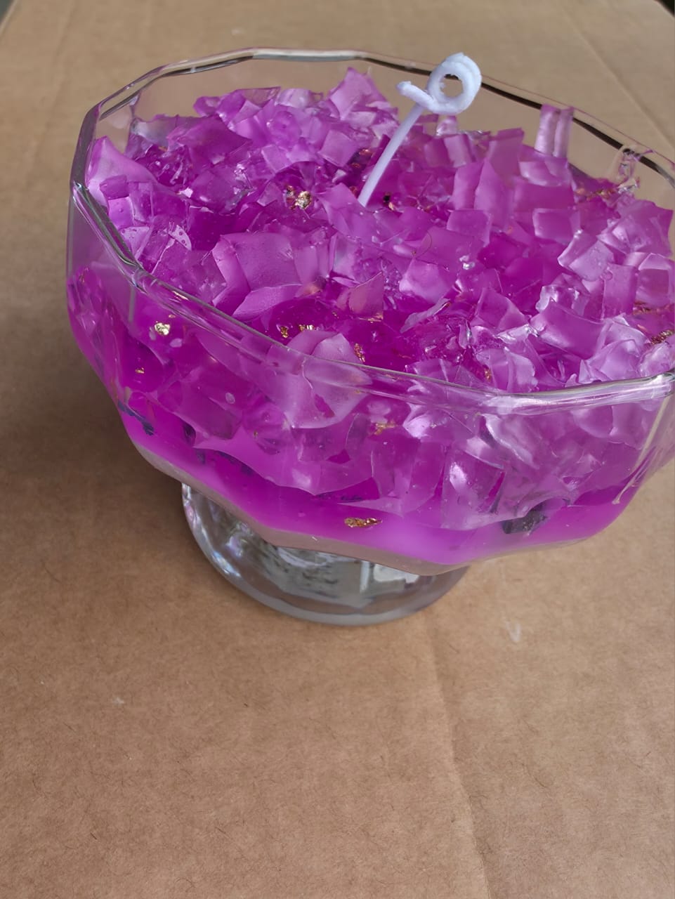Geode in short glass candles