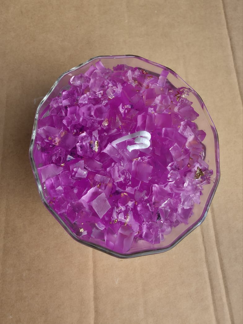 Geode in short glass candles