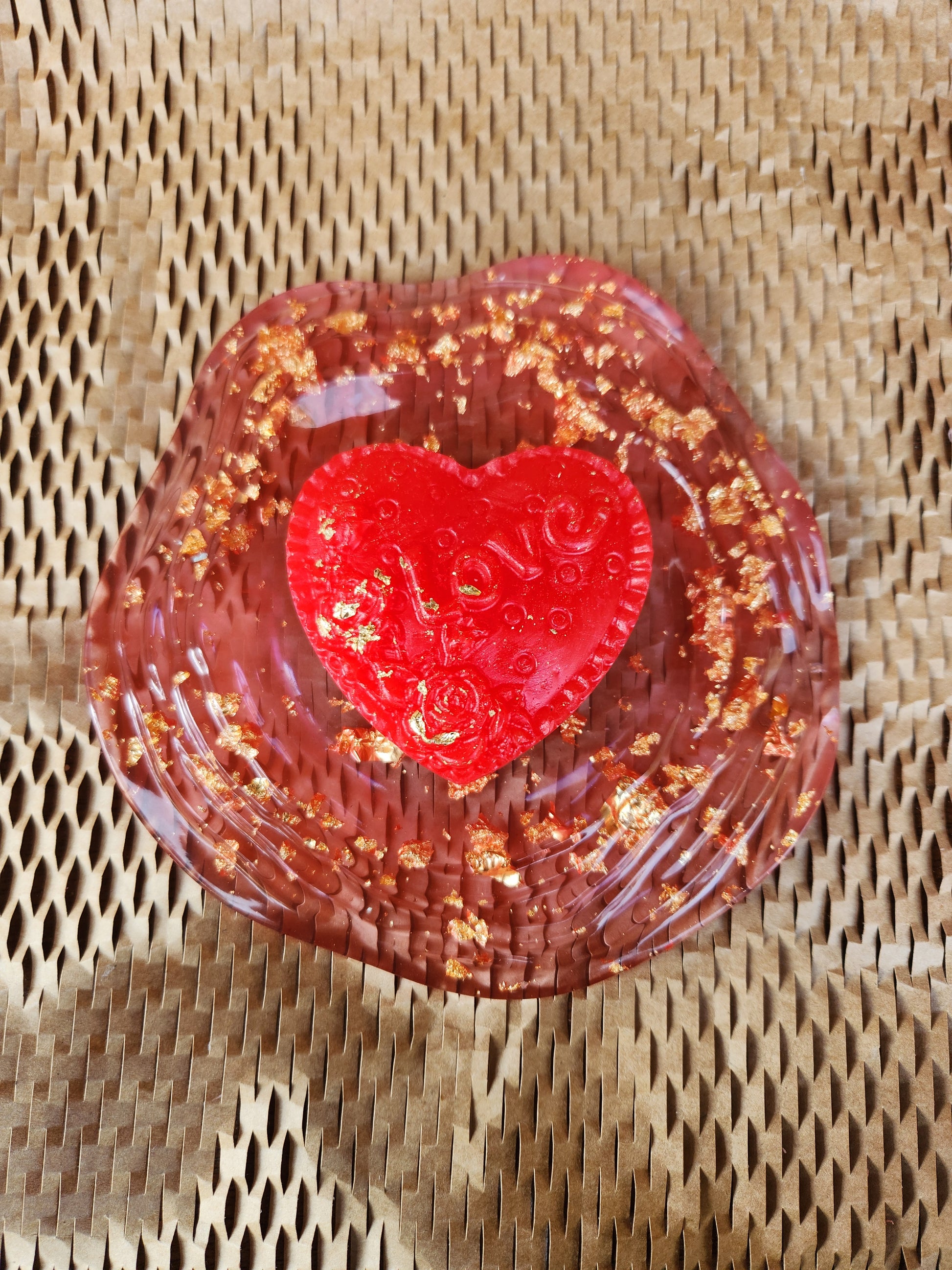 large heart with flower and phrase love