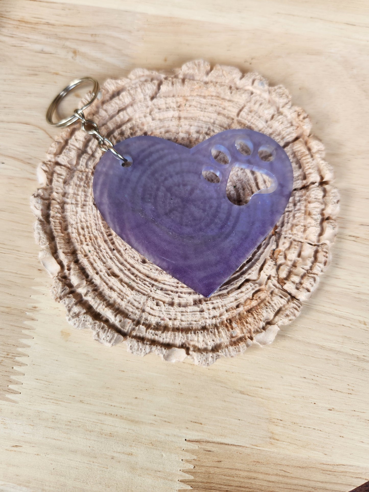 Heart with paw imprint keychains