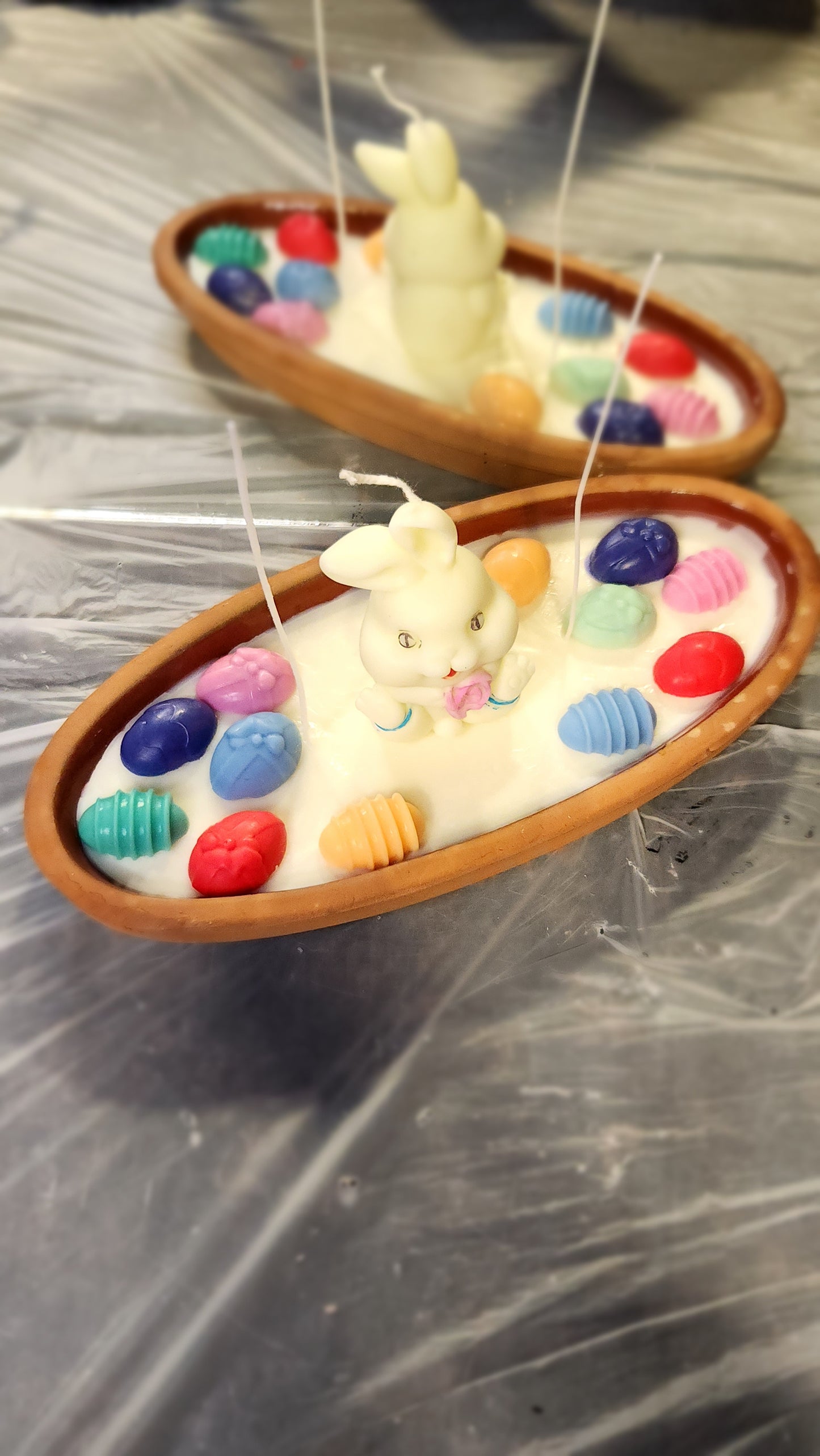 “Bunny Kisses & Egg Wishes – Easter Candle on Ceramic Plate