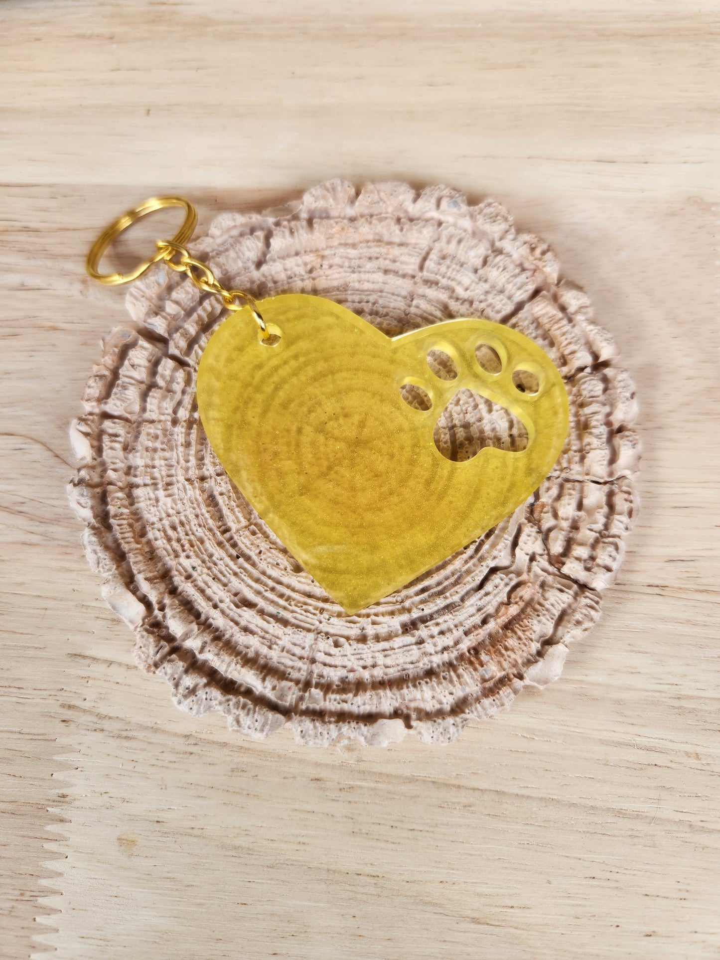 Heart with paw imprint keychains