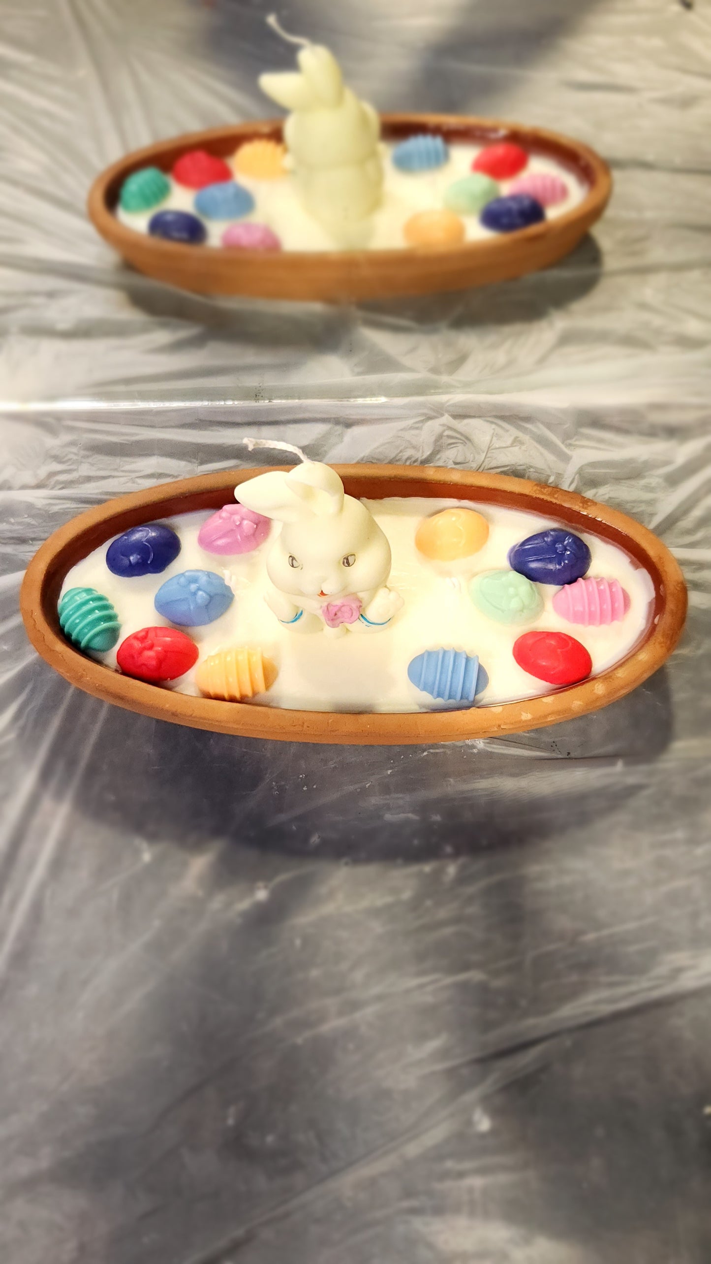 “Bunny Kisses & Egg Wishes – Easter Candle on Ceramic Plate