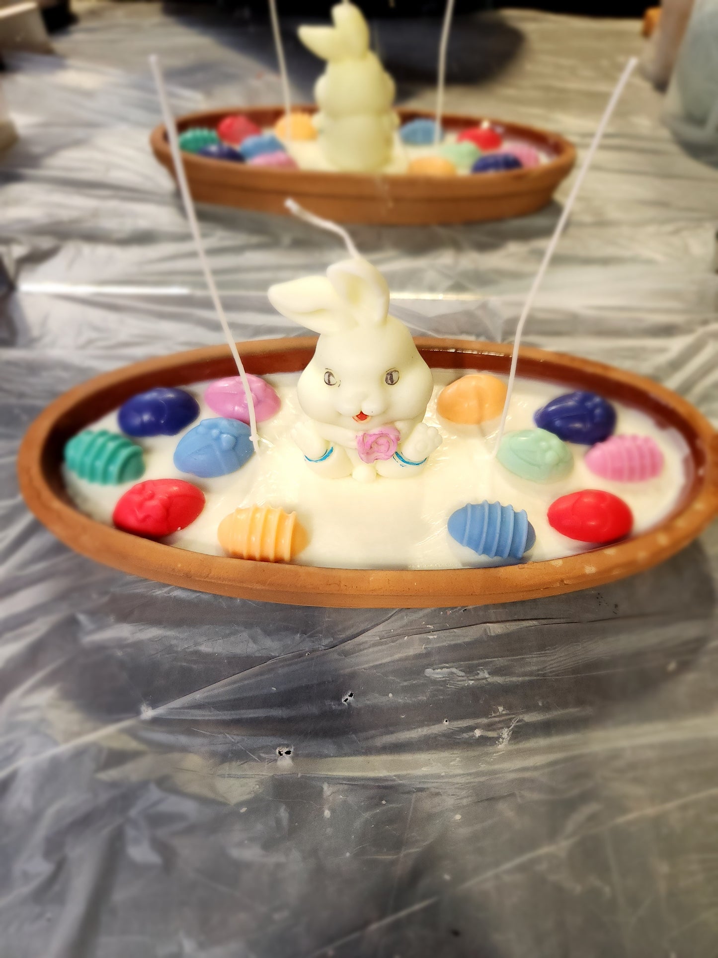 “Bunny Kisses & Egg Wishes – Easter Candle on Ceramic Plate