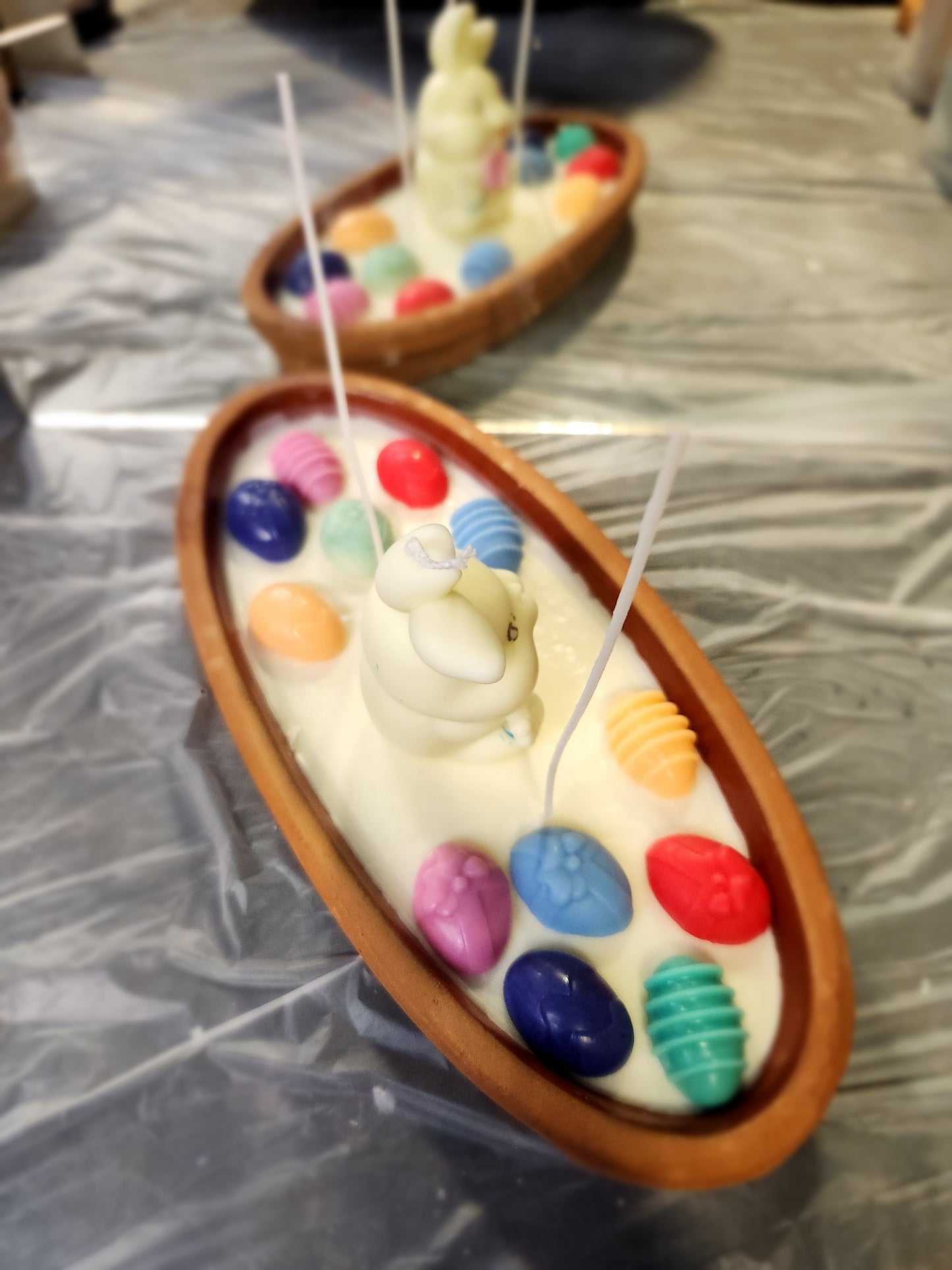 “Bunny Kisses & Egg Wishes – Easter Candle on Ceramic Plate