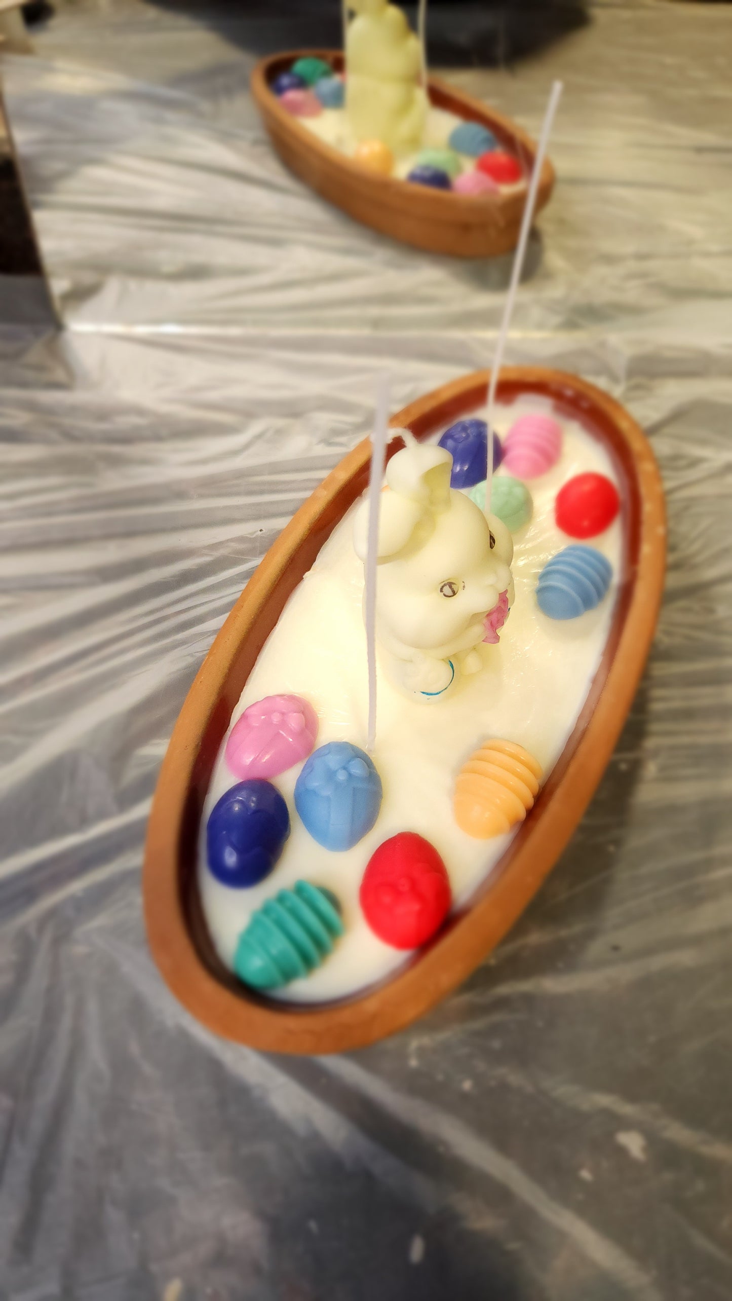 “Bunny Kisses & Egg Wishes – Easter Candle on Ceramic Plate